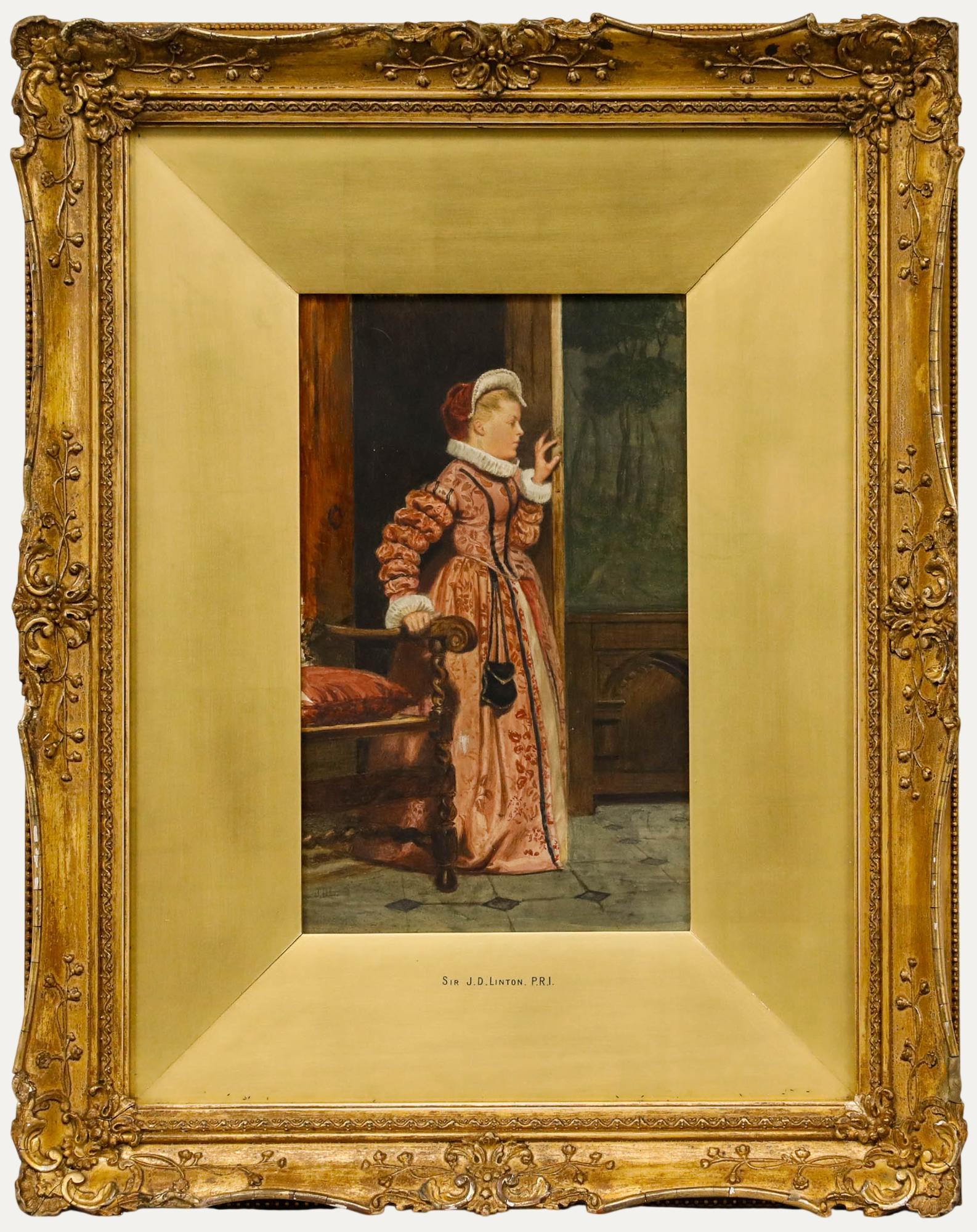 Unknown Figurative Art - Sir James Dromgole Linton (1840-1916) - Watercolour, Elizabethan Lady