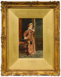 Sir James Dromgole Linton (1840-1916) - Watercolour, Elizabethan Lady