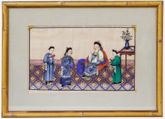 Chinese School 19th Century Gouache - Tea for the Gentleman