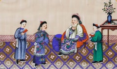 Chinese School 19th Century Gouache - Tea for the Gentleman