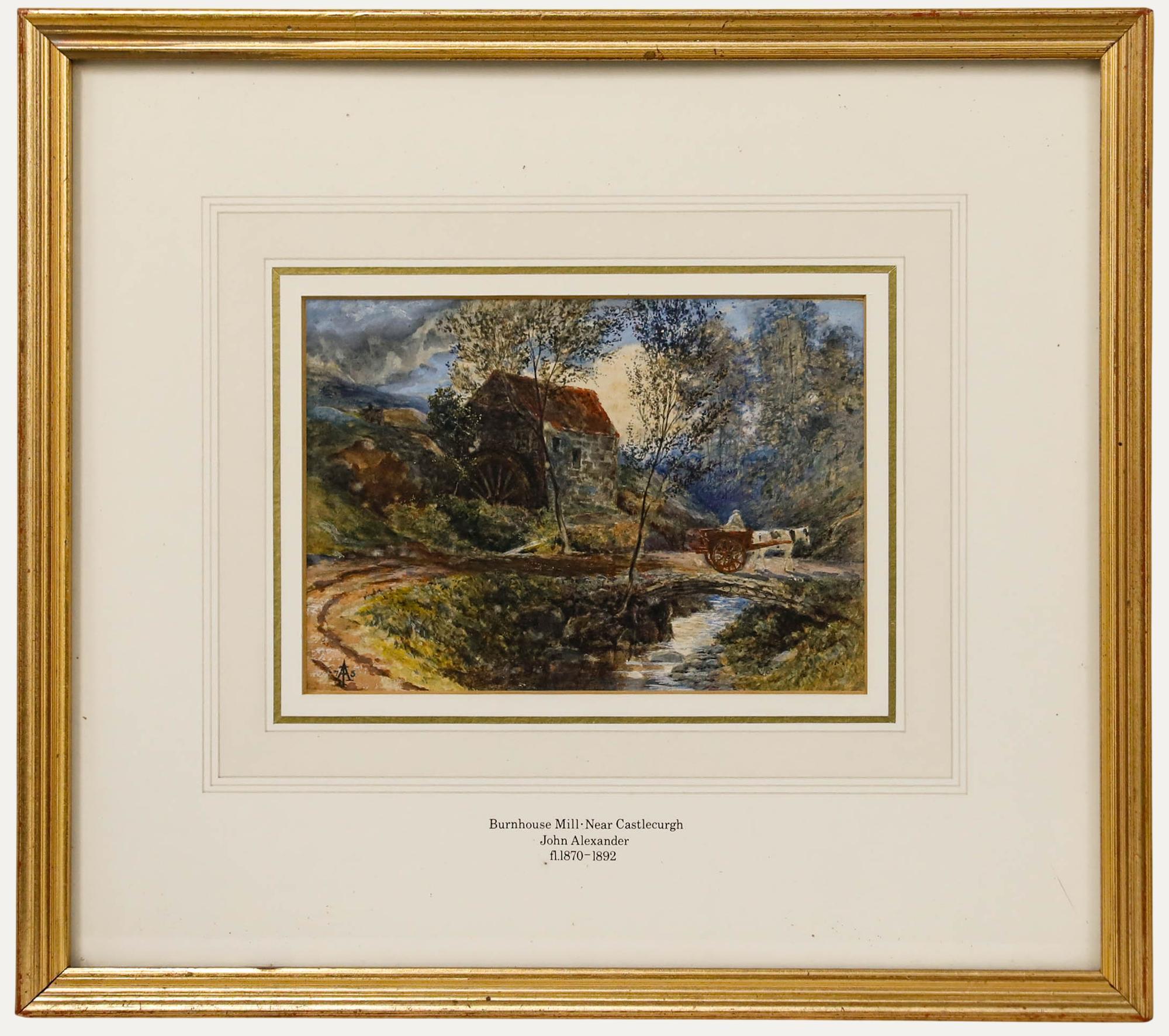 John Alexander (fl.1870-1892) - Framed Watercolour, Burnhouse Mill