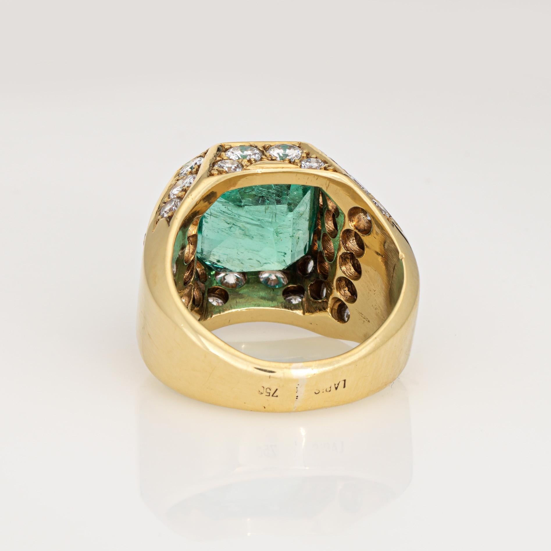 Women's 6.05ct Natural Columbian Emerald Diamond Ring Vintage 80s Sz 5 Gemstone Jewelry For Sale