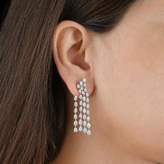 6.05 Carat SI/H Pear Cut Diamond Chandelier Drop Earrings 14k White Gold Jewelry
