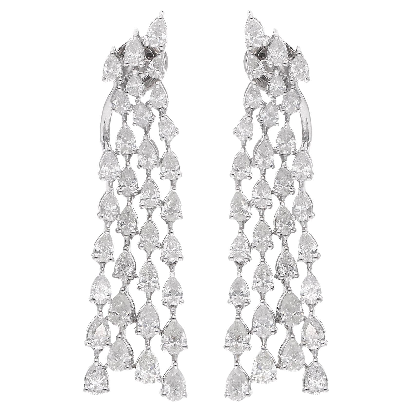 6.05Ct SI/H Diamond Chandelier Drop Earrings For Women 14k White Gold Jewelry