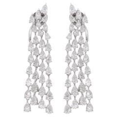 6.05Ct SI/H Diamond Chandelier Drop Earrings For Women 14k White Gold Jewelry