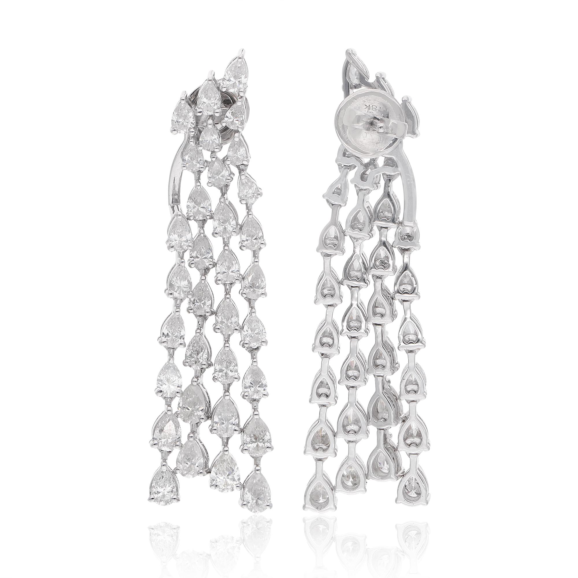 Moderno Orecchini a goccia con lampadario di diamanti 6.05Ct SI/H per donna Gioielli in oro bianco 18k in vendita