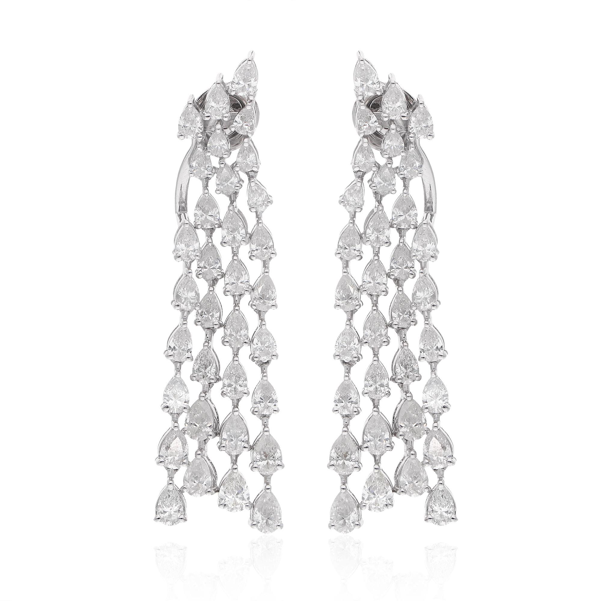 Orecchini a goccia con lampadario di diamanti 6.05Ct SI/H per donna Gioielli in oro bianco 18k in vendita 1