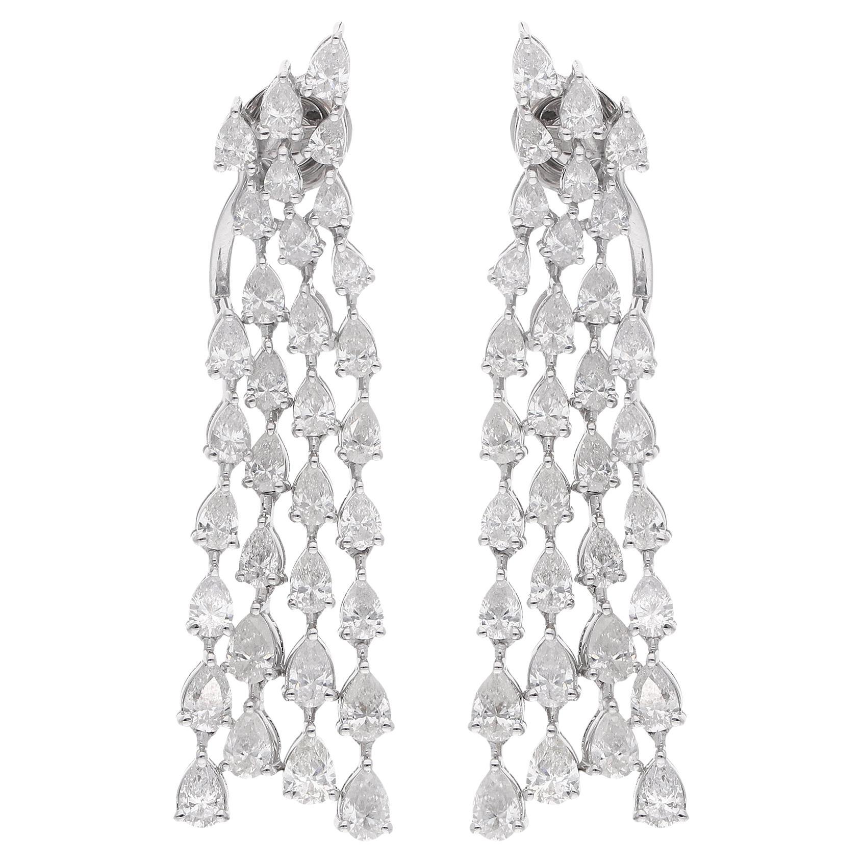 6.05Ct SI/H Diamond Chandelier Drop Earrings For Women 18k White Gold Jewelry