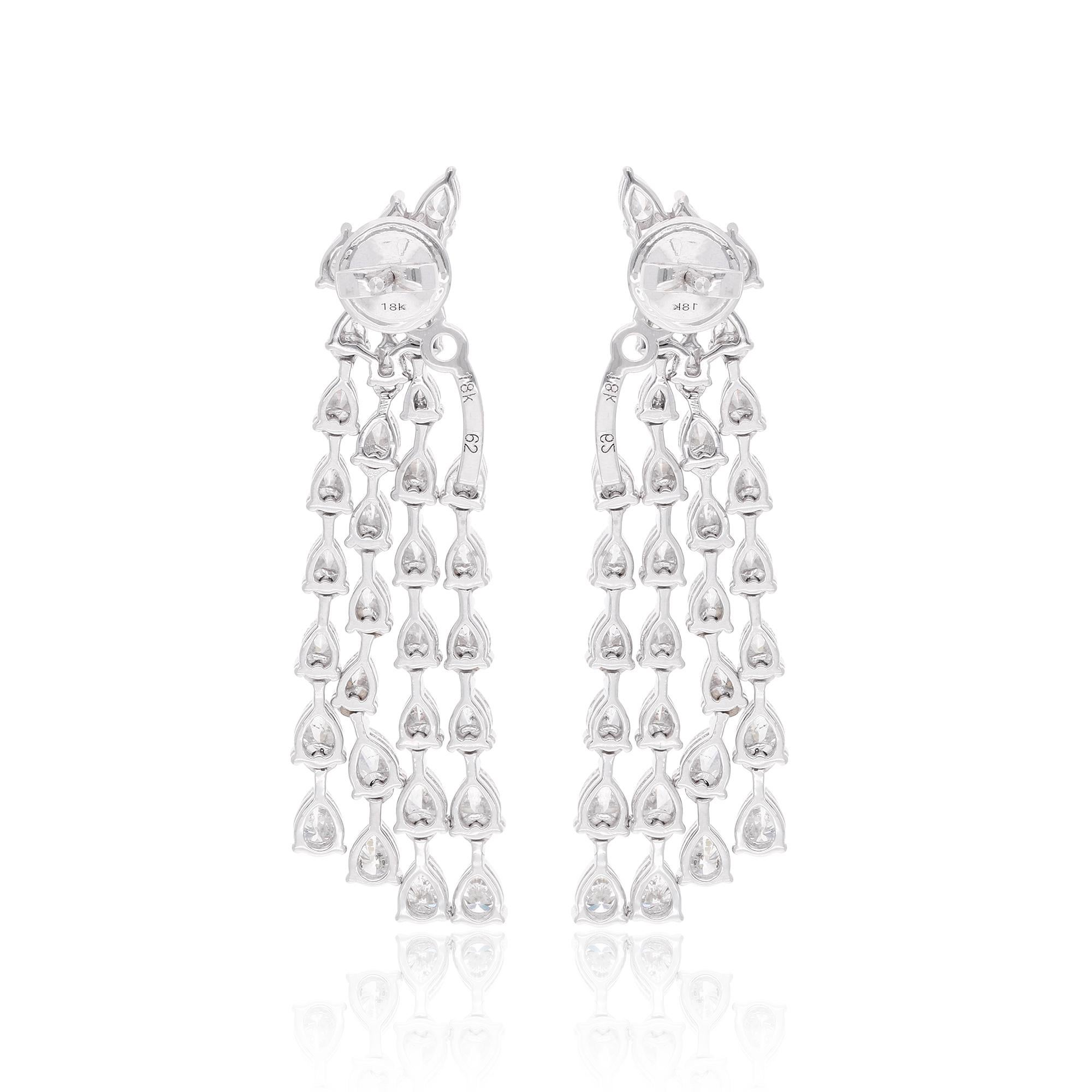 6.05Ct SI/H Diamond Jacket Drop Earrings in 14k White Gold Handmade Jewelry Neuf - En vente à Diera, Dubai