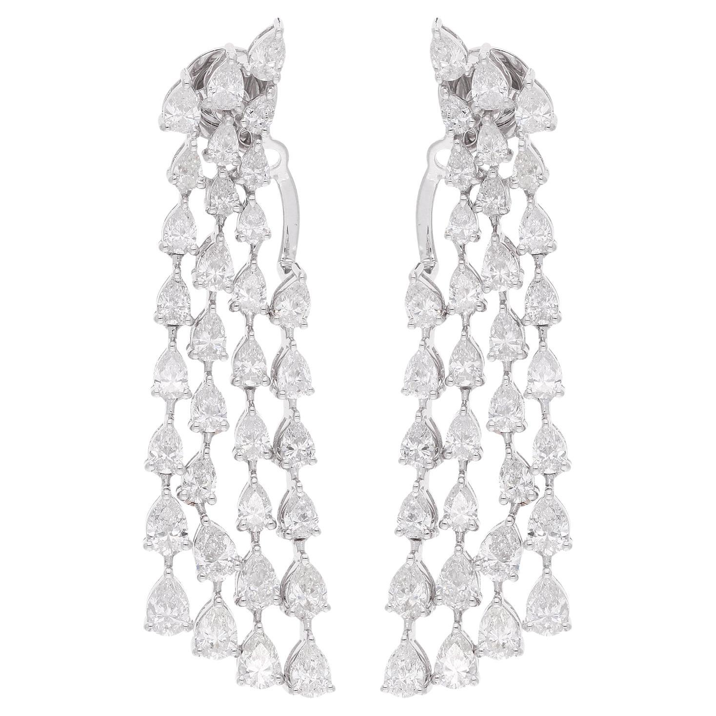 6.05Ct SI/H Diamond Jacket Drop Earrings in 14k White Gold Handmade Jewelry