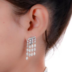 6.05Ct SI/H Natural Diamond Chandelier Drop Earrings 14k White Gold Fine Jewelry