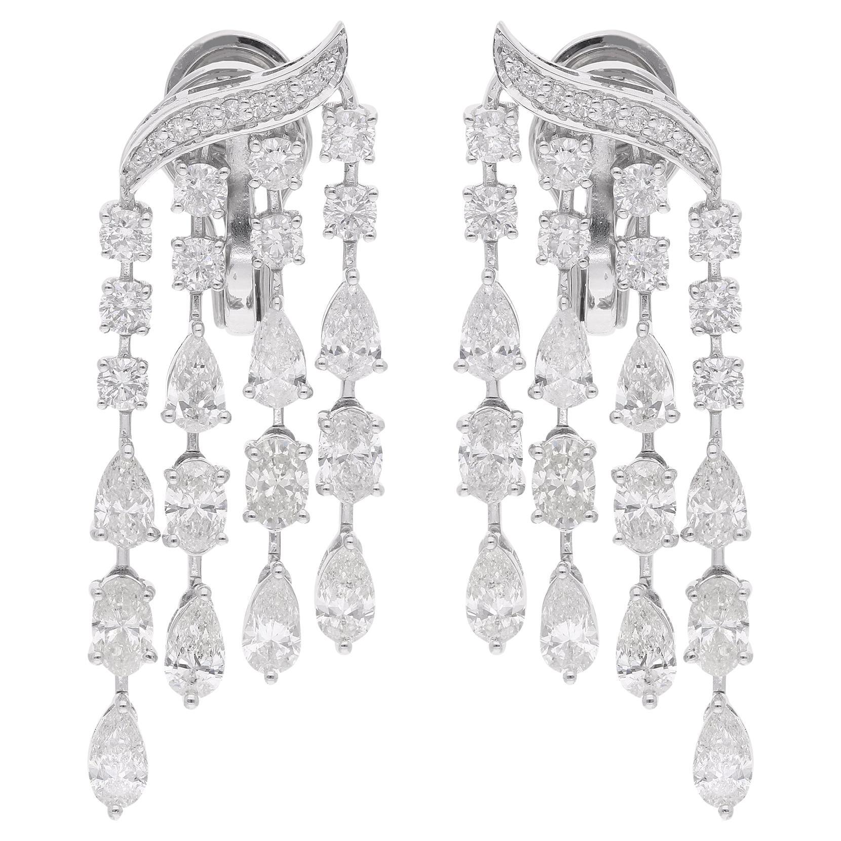 6.05Ct SI/H Orecchini Chandelier con Diamanti Naturali in Oro Bianco 18k Gioielli di qualità