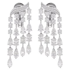6.05Ct SI/H Orecchini Chandelier con Diamanti Naturali in Oro Bianco 18k Gioielli di qualità