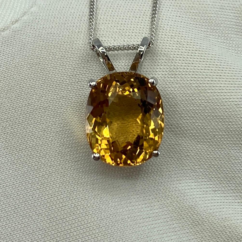 6.05ct Vivid Yellow Heliodor Golden Beryl Oval 18k White Gold Pendant Necklace For Sale 4