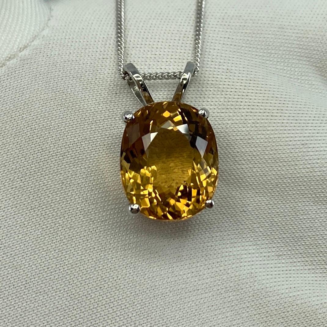 6.05ct Vivid Yellow Heliodor Golden Beryl Oval 18k White Gold Pendant Necklace For Sale 5