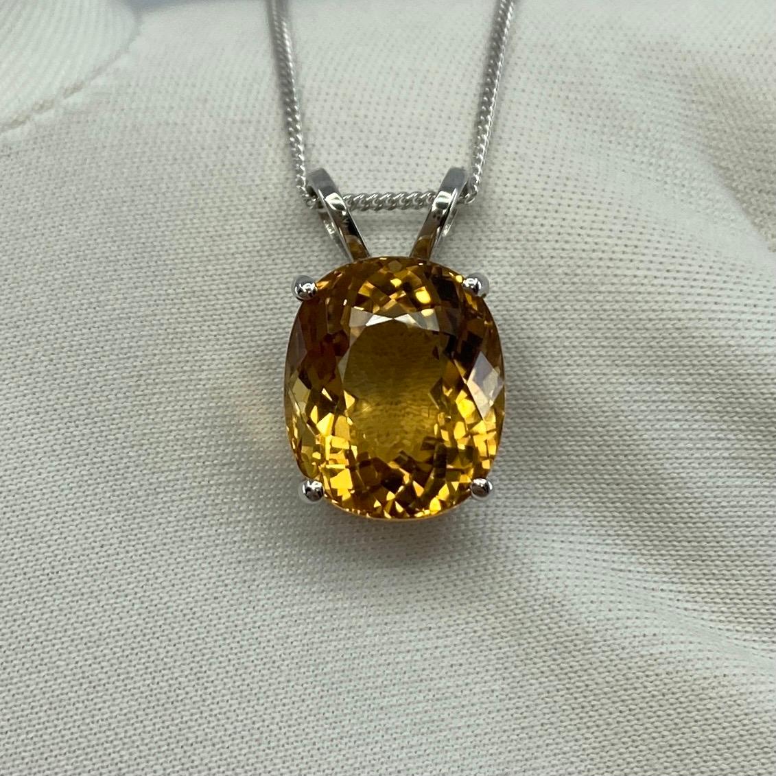 Oval Cut 6.05ct Vivid Yellow Heliodor Golden Beryl Oval 18k White Gold Pendant Necklace For Sale