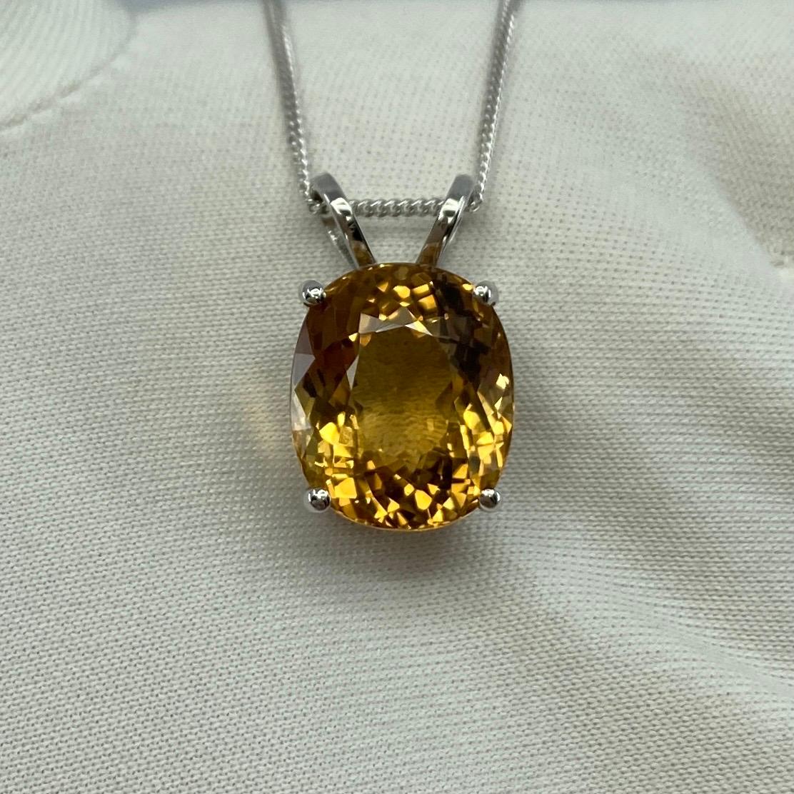 6.05ct Vivid Yellow Heliodor Golden Beryl Oval 18k White Gold Pendant Necklace In New Condition For Sale In Birmingham, GB
