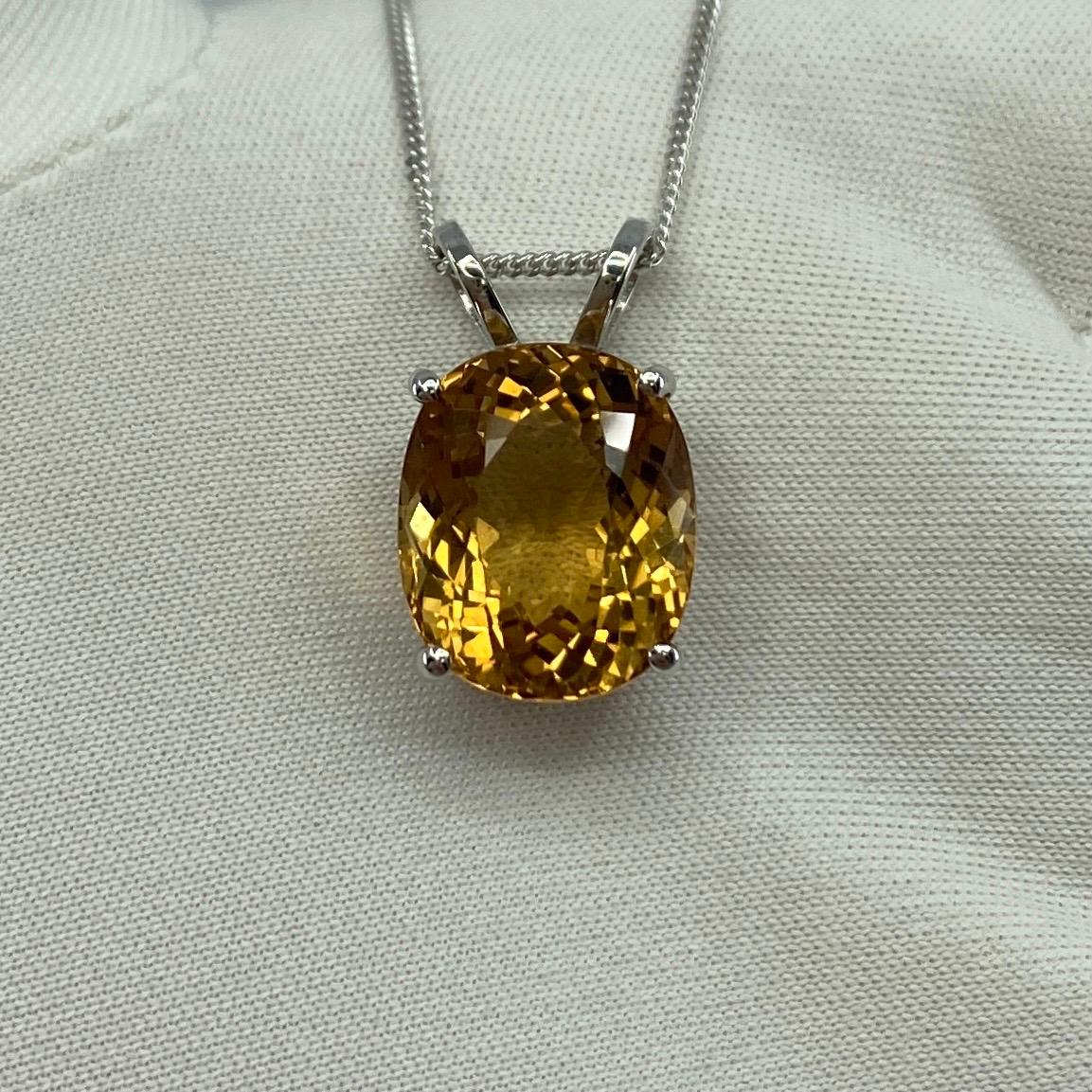 Women's or Men's 6.05ct Vivid Yellow Heliodor Golden Beryl Oval 18k White Gold Pendant Necklace For Sale