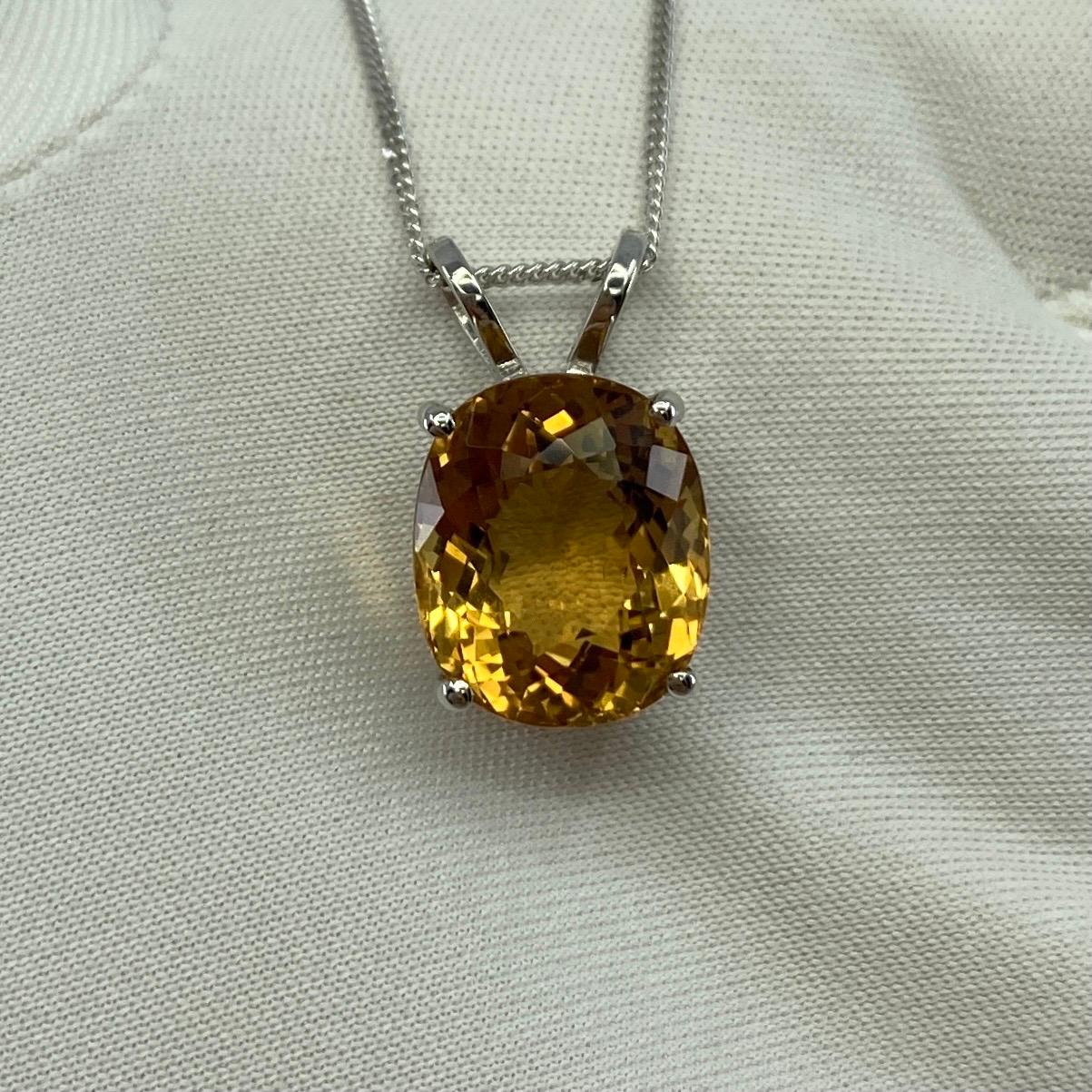 6.05ct Vivid Yellow Heliodor Golden Beryl Oval 18k White Gold Pendant Necklace For Sale 1