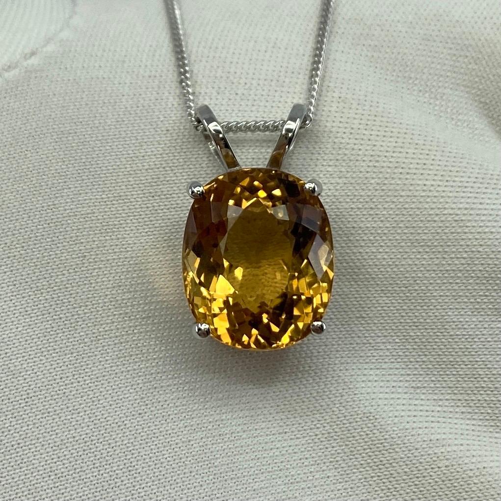 6.05ct Vivid Yellow Heliodor Golden Beryl Oval 18k White Gold Pendant Necklace For Sale 3