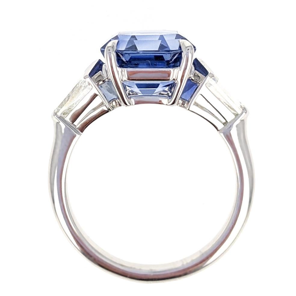 Women's or Men's 6.06 Carat Ceylon Sapphire Diamond Platinum Ring
