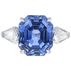 6.06 Carat Ceylon Sapphire Diamond Platinum Ring