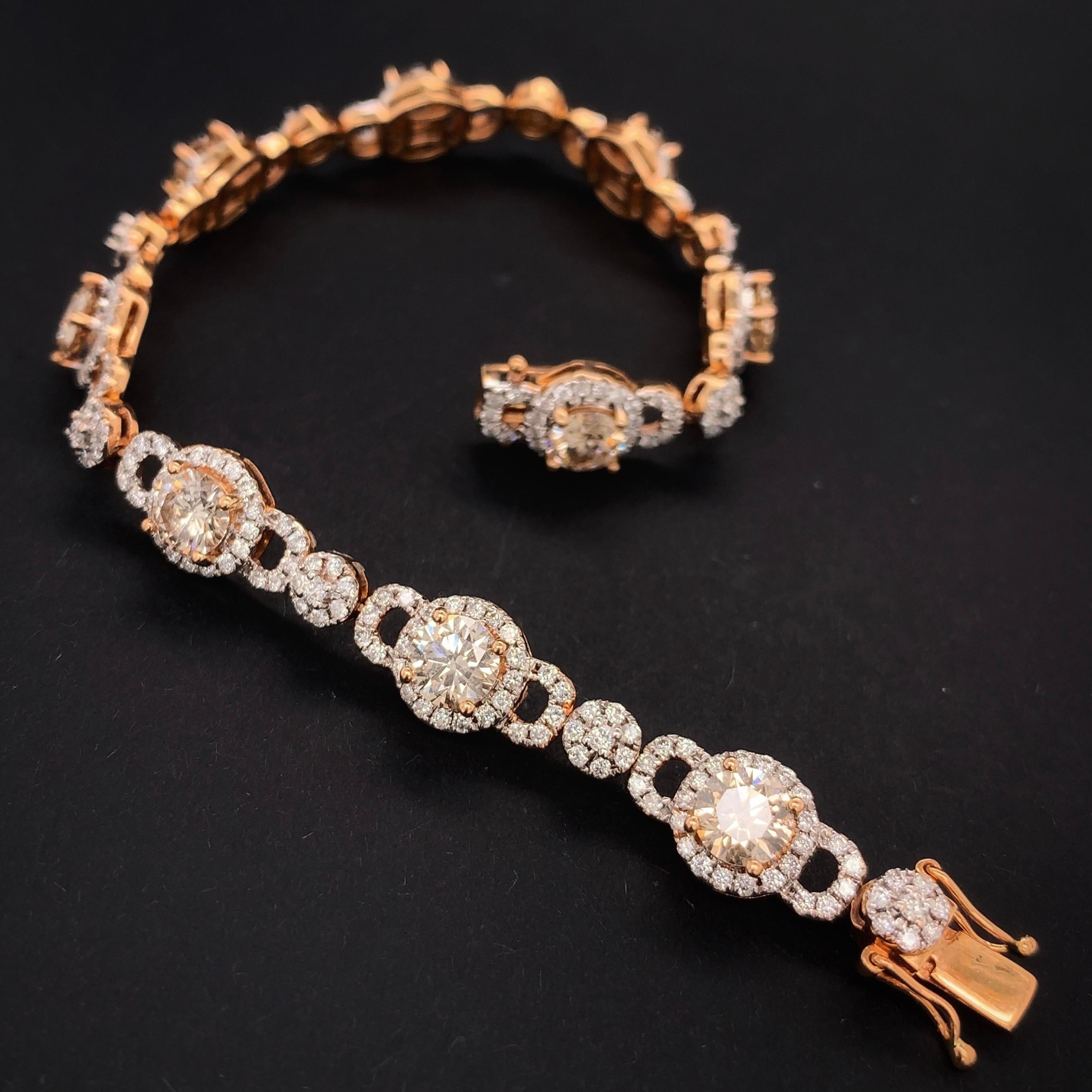 Contemporary 6.06 Carat Fancy Light Brown Diamond Bracelet