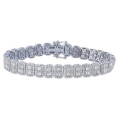 6.06 Carat Natural Diamond Bracelet F-G VS-SI 14K White Gold 7''