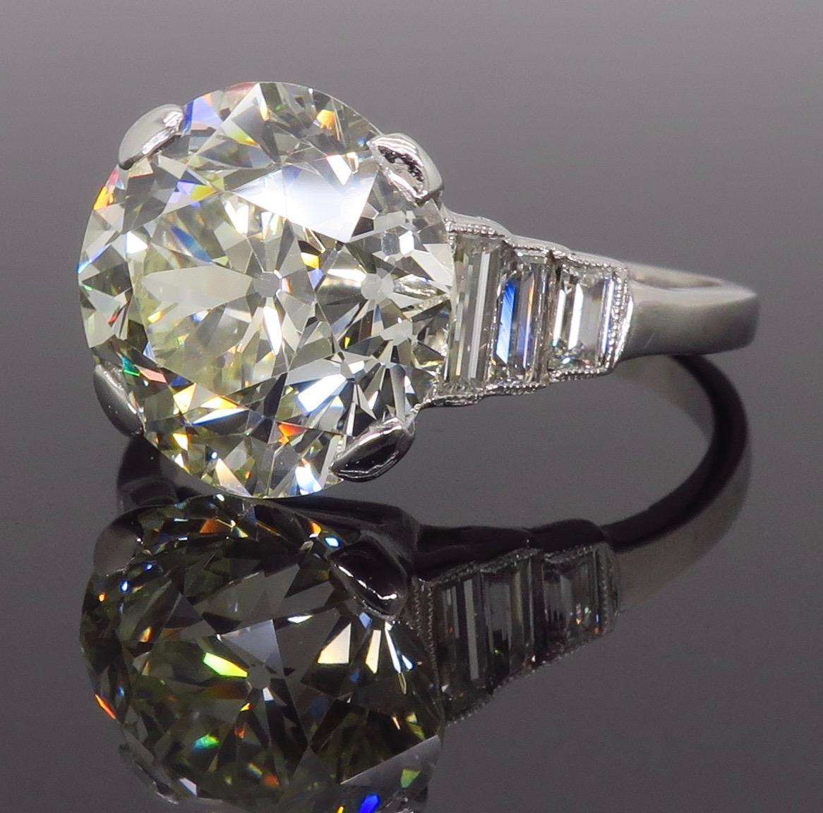 6,06 Karat Diamantring aus Platin mit alteuropäischem Schliff 1