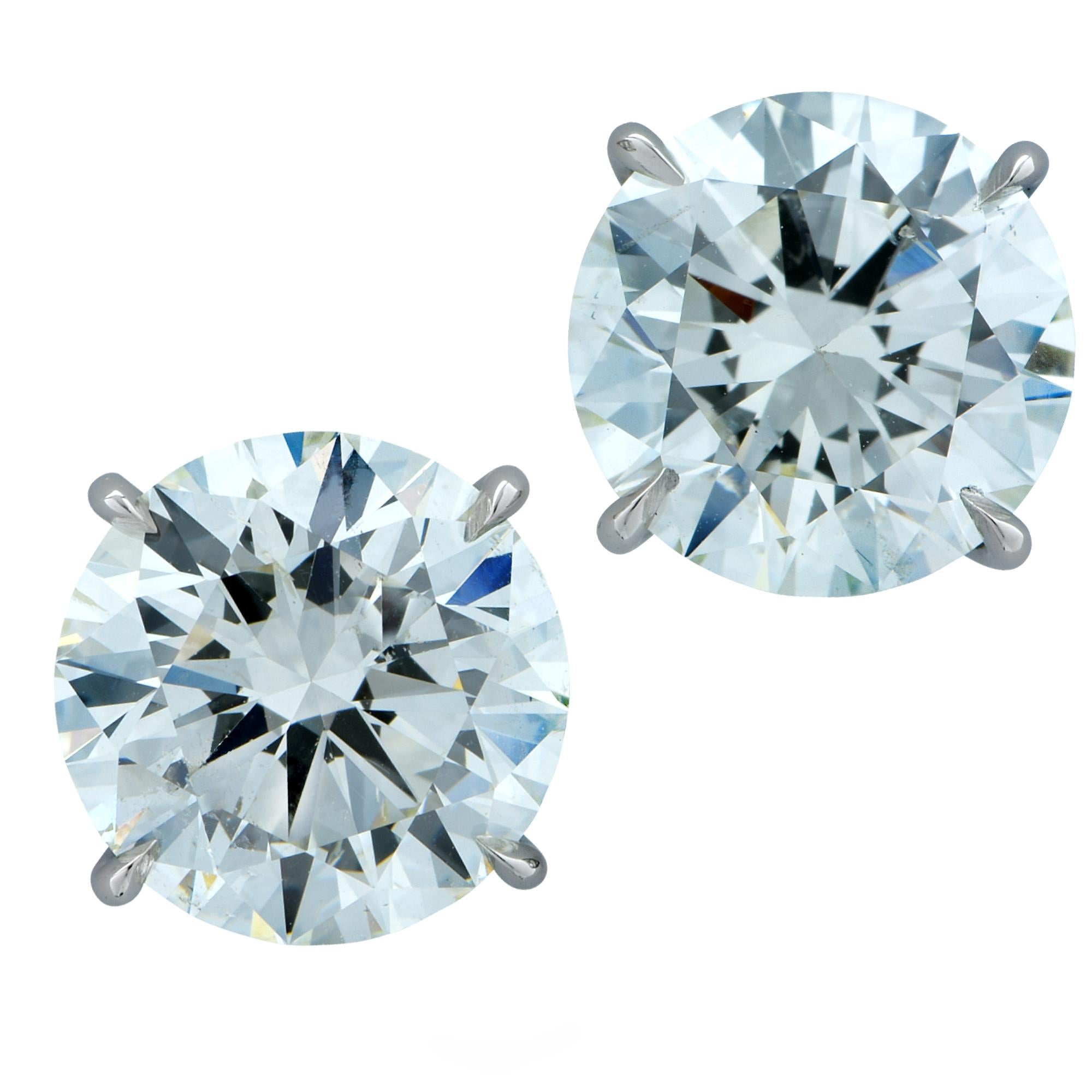 Vivid Diamonds 6.06 Carat Round Brilliant Cut Diamond Stud Earrings