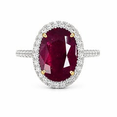 6.06 Carat Ruby & Diamond Ring in 14 Karat White Gold