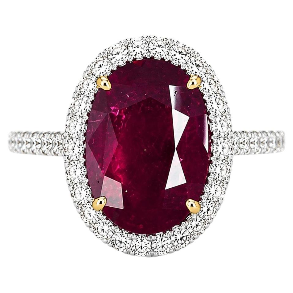 6.06 Carat Ruby & Diamond Ring in 14 Karat White Gold