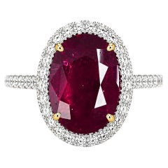 6.06 Carat Ruby & Diamond Ring in 14 Karat White Gold