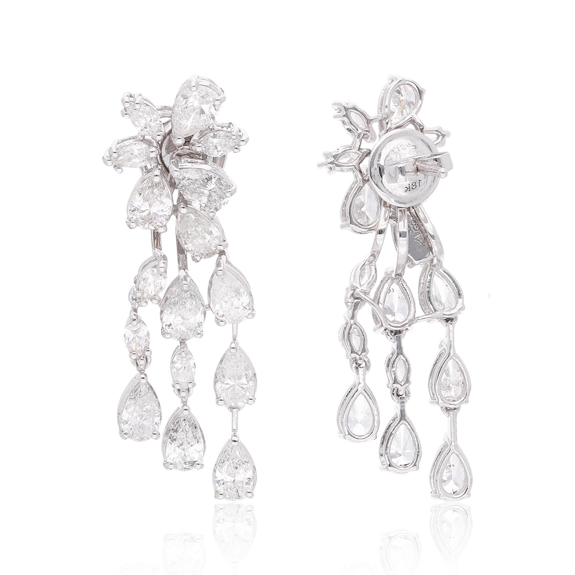 6,06 quilates SI Claridad HI Color Pendientes Chaqueta Diamante Pera Oro Blanco 14 Kilates Moderno en venta