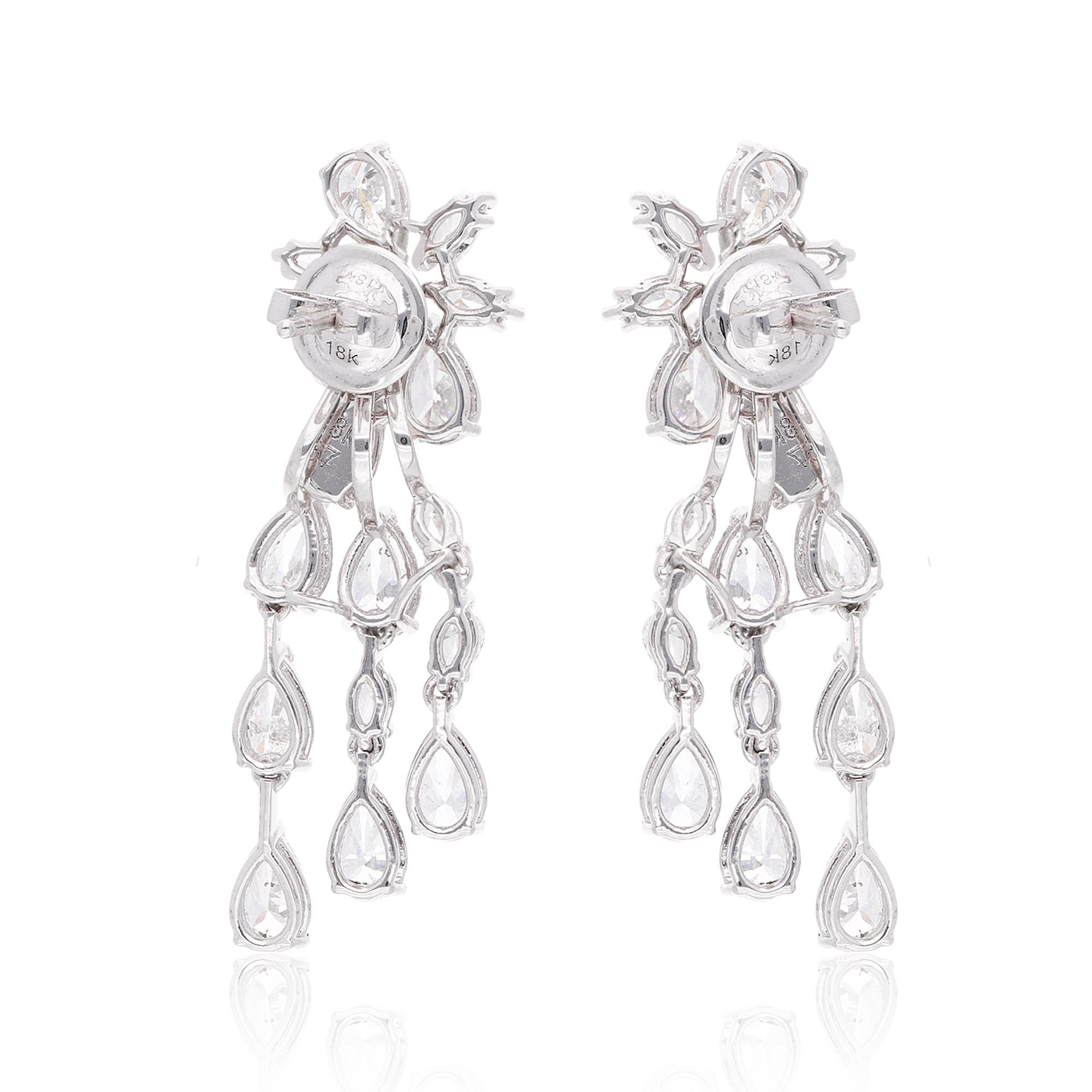 6,06 quilates SI Claridad HI Color Pendientes Chaqueta Diamante Pera Oro Blanco 14 Kilates en Nuevo estado para la venta en Diera, Dubai