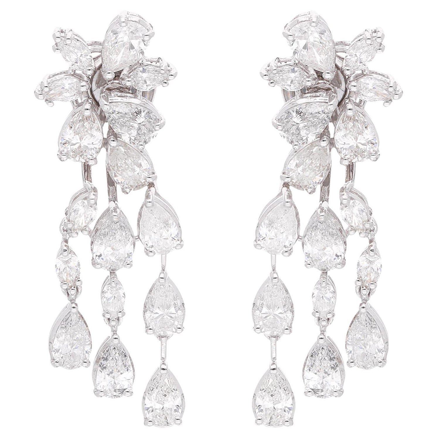 6,06 Karat SI Reinheit HI Farbe Birne Diamant Jacke Ohrringe 14 Karat Weißgold
