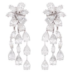 6.06 Carat SI Clarity HI Color Diamond Pear Jacket Earrings 14 Karat White Gold