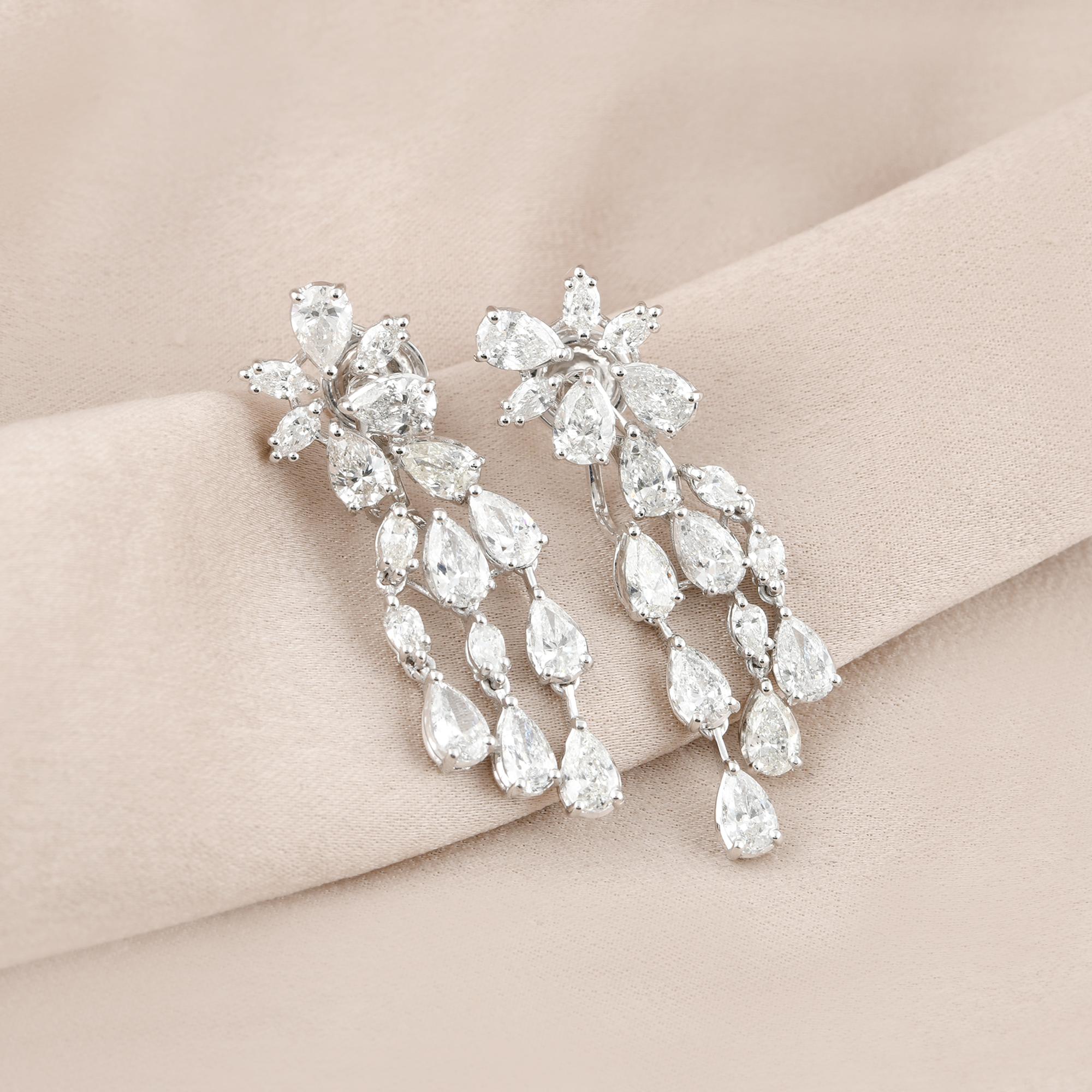 6,06 quilates SI Claridad HI Color Pendientes Chaqueta Diamante Pera Oro Blanco 18 Kilates Corte pera en venta