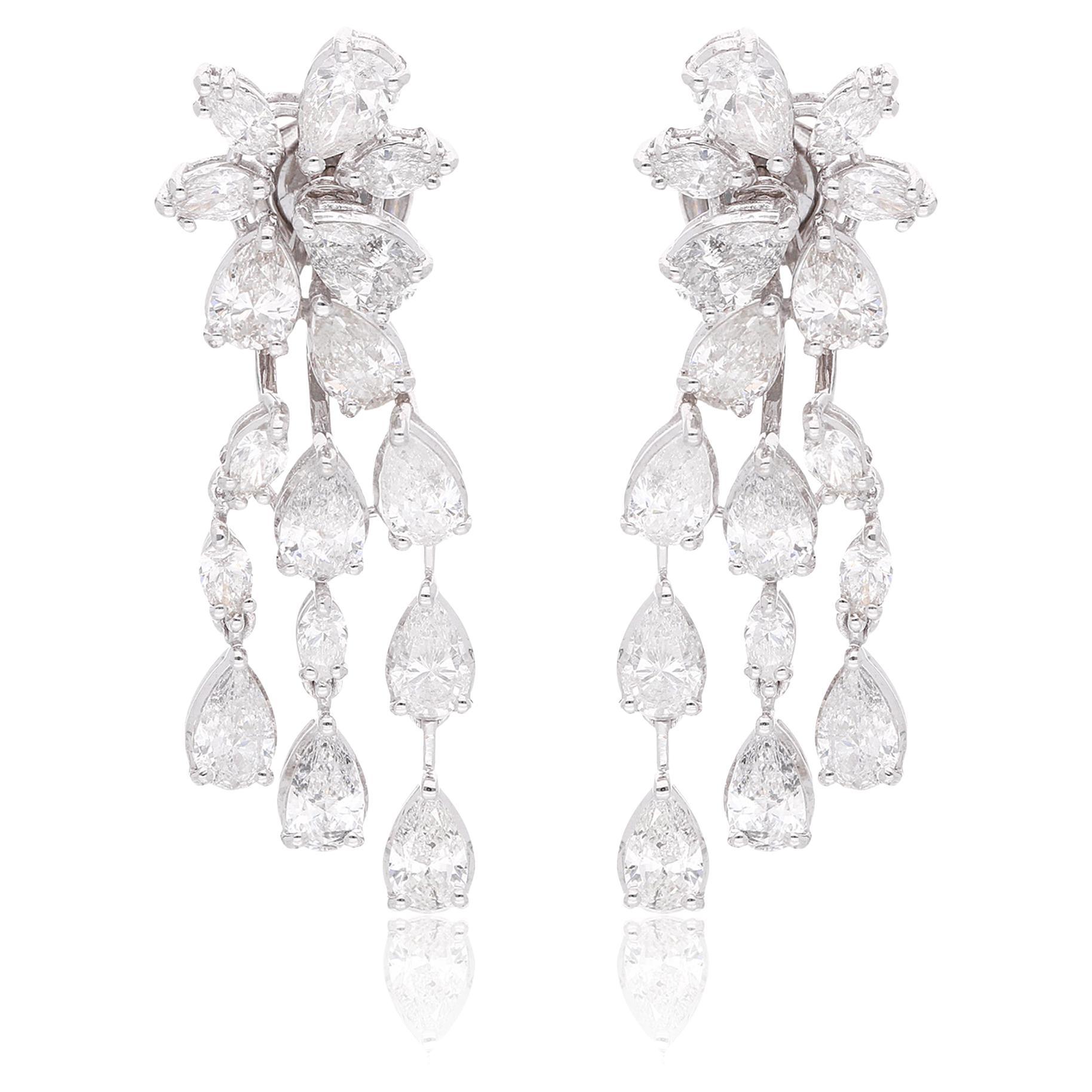 6.06 Carat SI Clarity HI Color Pear Diamond Jacket Earrings 18 Karat White Gold For Sale