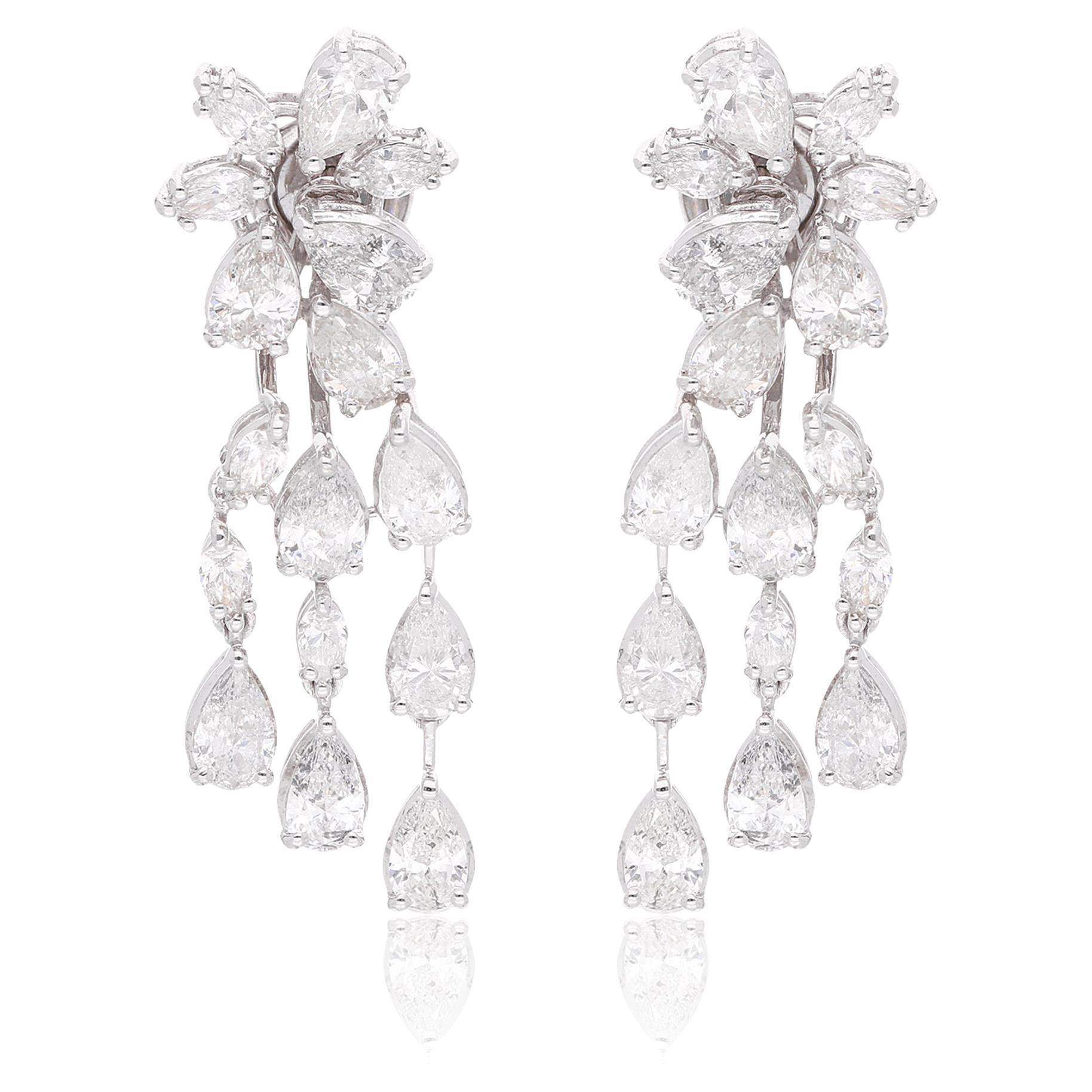 6.06 Carat SI Clarity HI Color Pear Diamond Jacket Earrings 18 Karat White Gold For Sale