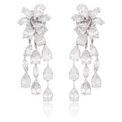 6.06 Carat SI Clarity HI Color Pear Diamond Jacket Earrings 18 Karat White Gold