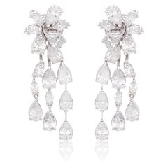 Boucles d'oreilles en or blanc 18 carats avec diamant poire de 6,06 carats, pureté SI et couleur HI