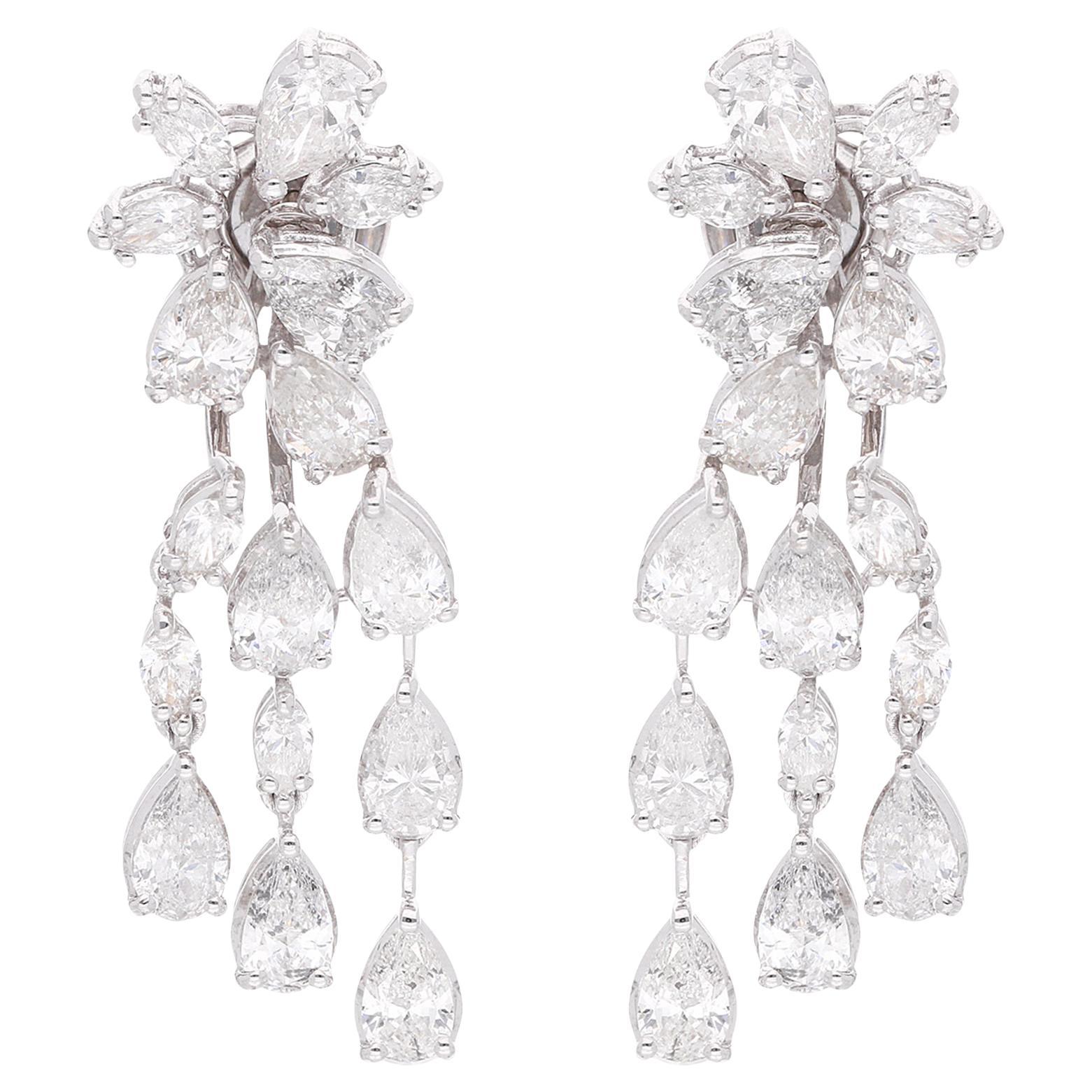 6.06 Carat SI Clarity HI Color Diamond Pear Jacket Earrings 18 Karat White Gold