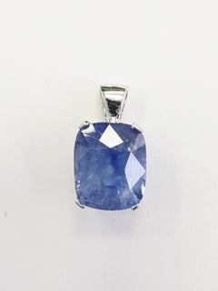 6.06 Carats Cushion Shape Natural Blue Sapphire Pendant