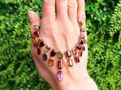 60.69 Carat Zircon 6.63 Carat Amethyst 0.93 Carat Iolite 9k Rose Gold Necklace