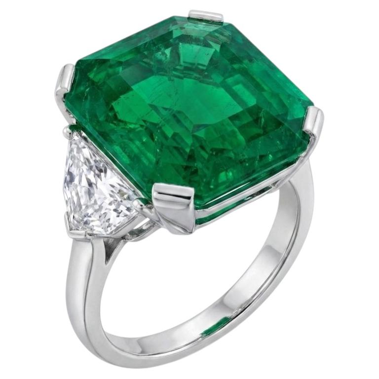 6.07 Carat Colombian Emerald Diamond Three-Stone Ring with Swiss Certification