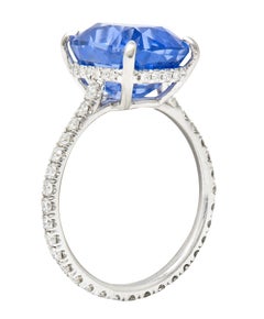 6.07 Carats No-Heat Ceylon Sapphire Diamond Platinum Eternity Band Ring
