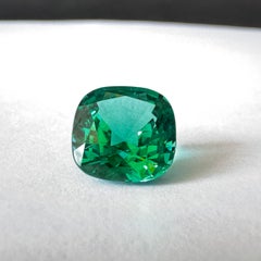 6.07 Ct Namibian Lagoon Blue-Green Tourmaline Cushion Cut Loupe Clean Gemstone