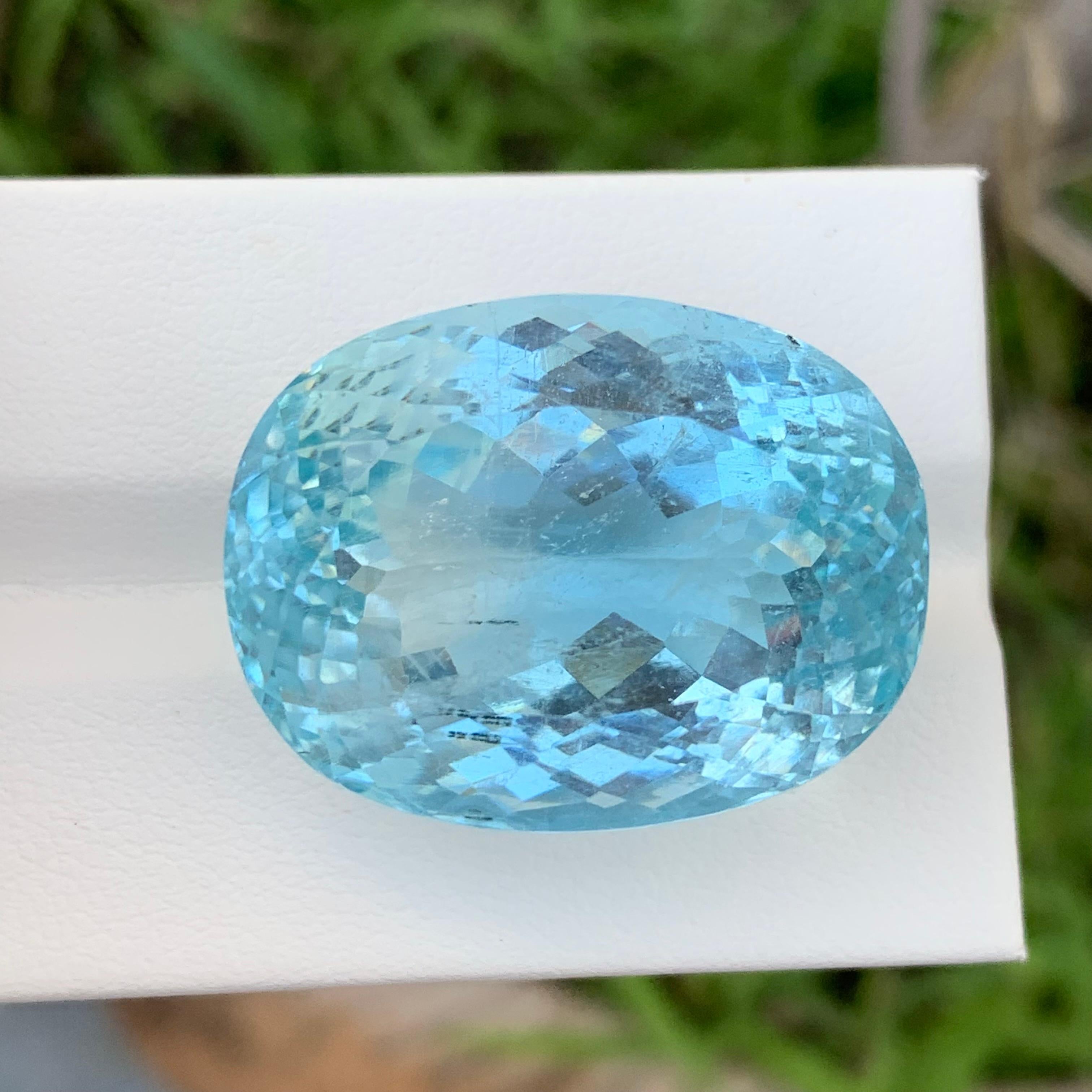 63.70 Carat Huge Natural Loose Seafoam Blue Aquamarine Gemstone March Birthstone For Sale 3