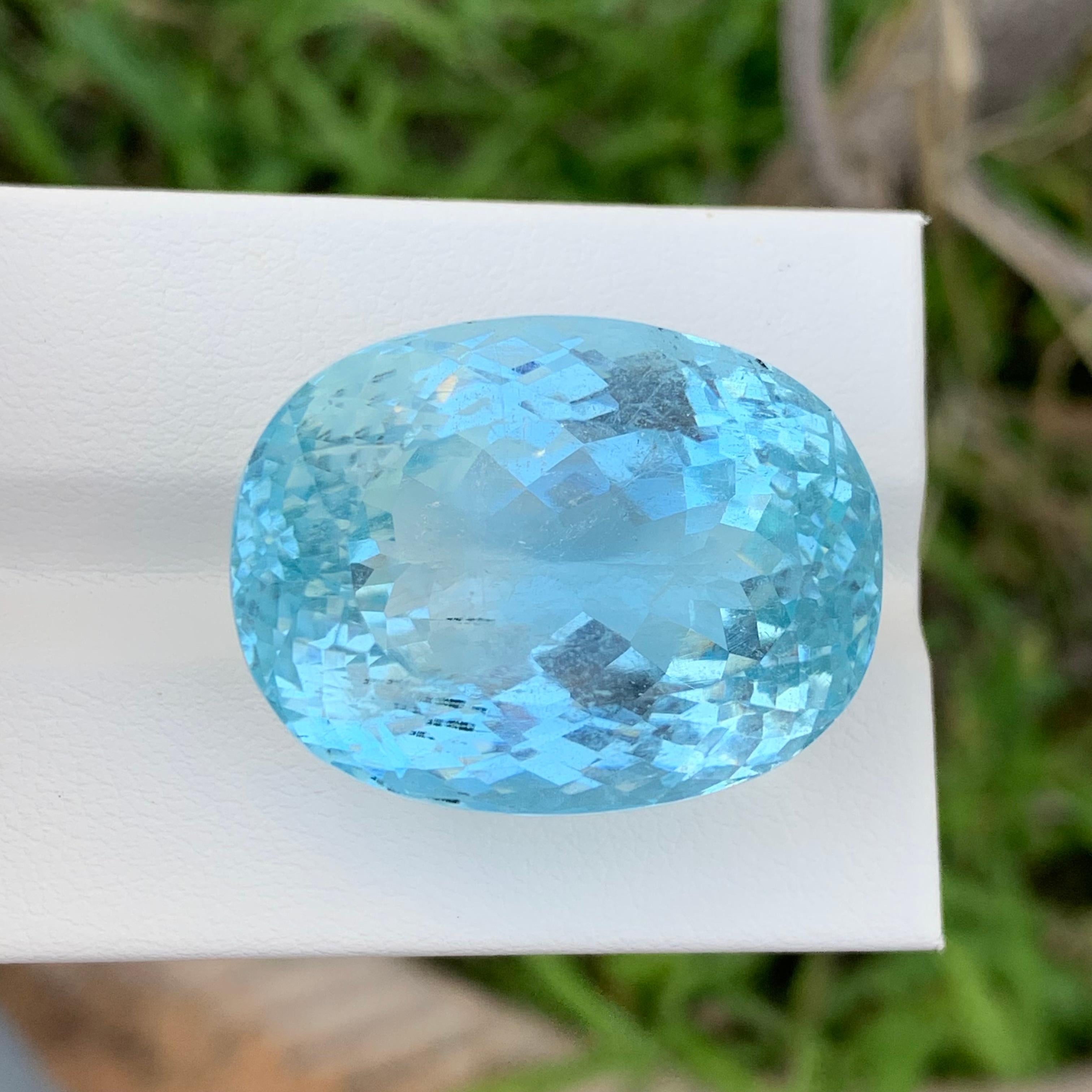 63.70 Carat Huge Natural Loose Seafoam Blue Aquamarine Gemstone March Birthstone For Sale 4